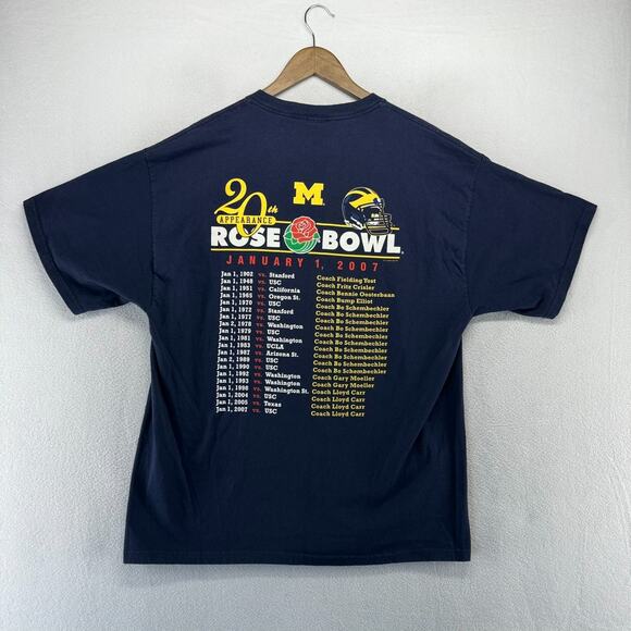 Vintage Michigan Rose Bowl Shirt Men's XL Blue Graphic 20th Appearance 2007 y2k - Picture 5 of 7